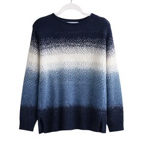Blue Ombre Knit Roll Hem Sweater M Coastal Winter Capsule Stockholm Clean Girl